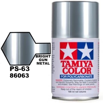 Tamiya PS-63 Bright Gun Metal Polycarbonate Spray Paint 86063