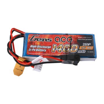 Gens Ace LiPo 2S 7.4V 1400mAh TX/RX with JR O-G2S1400-RX