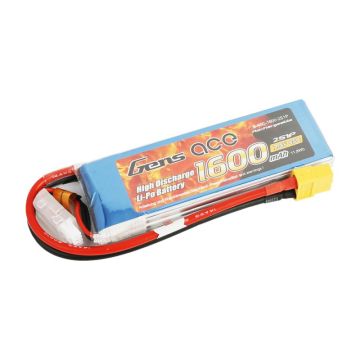 Gens Ace LiPo 2S 7.4V 1600mAh 45C with XT60 O-G2S1600-45X6