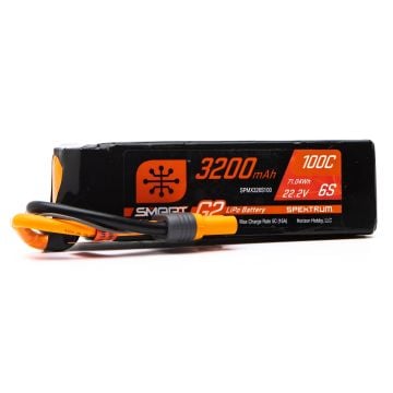 6S 3200mAh 22.2v 100C Spektrum Smart G2 LiPo Battery: IC5 O-SPMX326S100