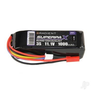 3S 1000mAh 11.1V 30C JST Radient LiPo RDNB10003S30JST
