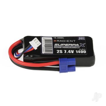 2S 1400mAh 7.4V 30C EC3 Radient LiPo RDNB14002S30EC3