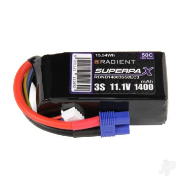 3S 1400mAh 11.1V 50C EC3 Radient LiPo RDNB14003S50EC3