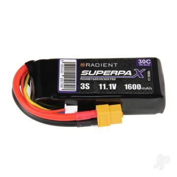 3S 1600mAh 11.1V 30C XT60 Radient LiPo RDNB16003S30XT60