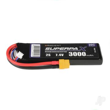 2S 3000mAh 7.4V 30C XT60 Radient LiPo RDNB30002S30XT60
