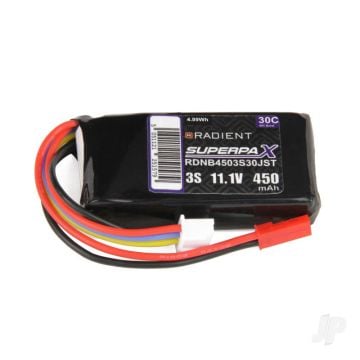 3S 450mAh 11.1V 30C JST Radient LiPo RDNB4503S30JST