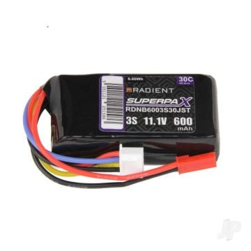 3S 600mAh 11.1V 30C JST Radient LiPo RDNB6003S30JST