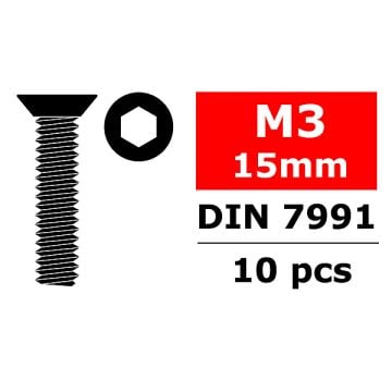 Corally Steel Screws M3 X 15Mm, Hex Flat Head 10 Pcs