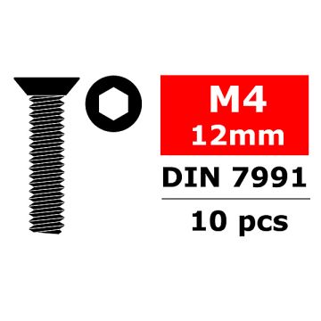Corally Steel Screws M4 X 12Mm, Hex Flat Head 10 Pcs