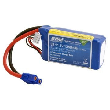 1350mah 3S 11.1v 30C LiPo 13 AWG EC3 Connector EFLB13503S30