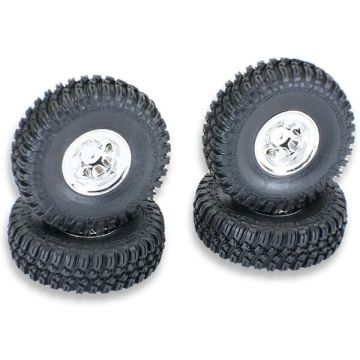 FTX Outback Mini X 2.0 Finder Mounted Tyres and Wheels x 4 - Chrome