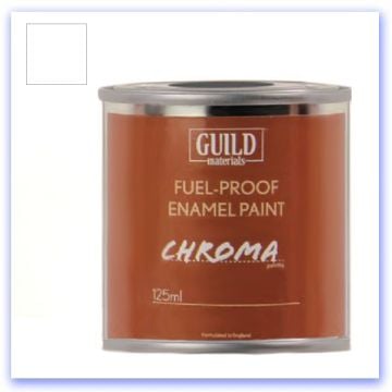 White Gloss Enamel Fuelproof Paint 125ml Tin Guild Chroma (GLDCHR6200)