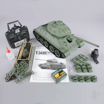 1:16 Russian T-34/85 1944 Tank with Infrared Battle System (2.4GHz + Shooter + Smoke + Sound) HLG3909-1B