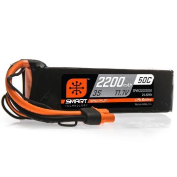 Spektrum 2200mAh 3S 11.1V 50C Smart LiPo Battery IC3 O-SPMX22003S50