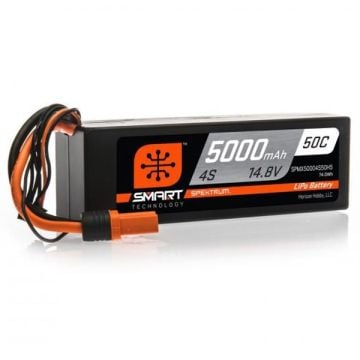 Spektrum 5000mAh 4S 14.8V 50C Smart LiPo Hardcase IC5 O-SPMX50004S50H5