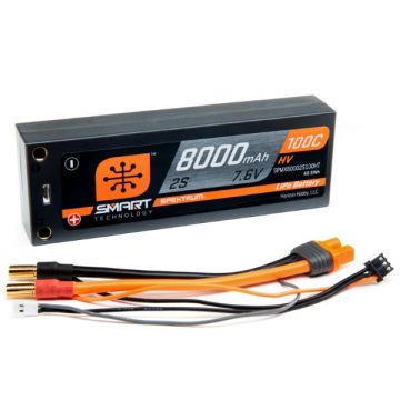 2S 8000mAh 7.6V 100C Spektrum Smart HV LiPo Case; 5mm Tubes O-SPMX80002S100HT