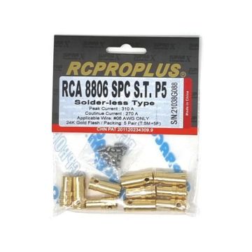 RCPROPLUS Supra-X 8mm Solderless Bullet Connectors (5 Pairs)