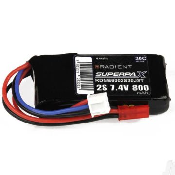 2S 800mAh 7.4V 30C JST Radient LiPo RDNB8002S30JST