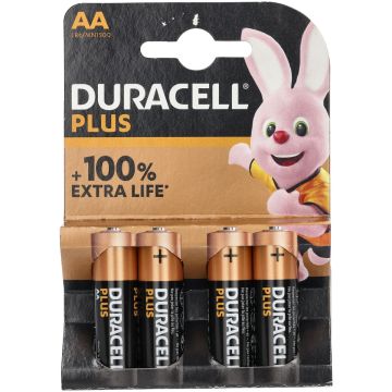 DURACELL Plus Power AA Alkaline Batteries 4 Pack 