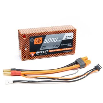 2S 5000mAh 7.4V 50C Spektrum Smart LiPo Hardcase; 5mm Tubes O-SPMX50002S50HT