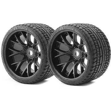 Sweep Racing Road Crusher Belted Tyre Black 17mm Wheels 1/2offset SRC1001B