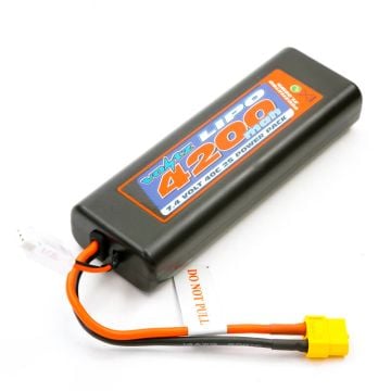 Voltz 4200Mah Oval Case 2S 40C, 7.4V Lipo Stick Pack - Xt60