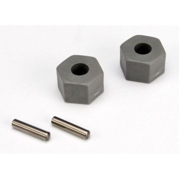Wheel hubs, hex (tall offset, Rustl/Stamp front)/ axle pins Z-TRX3654