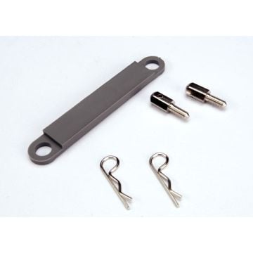 Traxxas Battery Hold-Down Plate (Grey) / Metal Posts (2) / Body Clips (2) TRX3727A