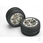 Traxxas Victory Tyres Mounted on Chrome Twin Spoke Wheels 1-Pair Trx5575