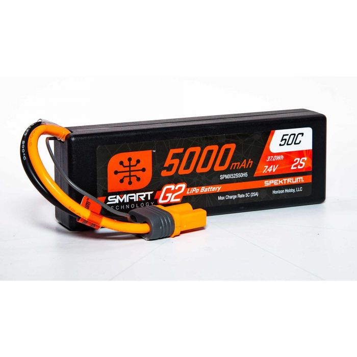 Spektrum 5000mAh 2S 7.4V SMART G2 50C IC5 Spektrum 5000mAh 2S 7.4V SMART G2 50C IC5